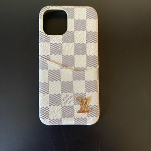 White Checkered Phone Case with Card Slot iPhone 12 Pro Max